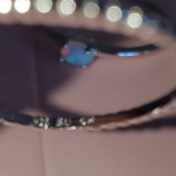 Minimalist Sterling Silver 925 Opal CZ Stacking Ring Set Sz 7 Or 8 - Picture 5 of 5